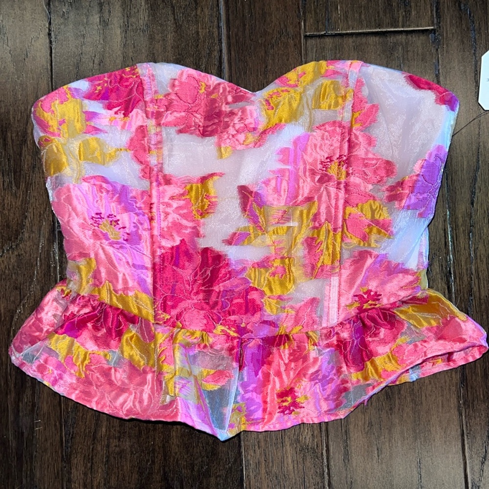Altar’d State corset peplum top floral NWT small S